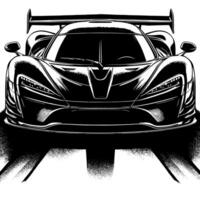 schwarz und Weiß Illustration von ein Hyperauto Sport Auto vektor