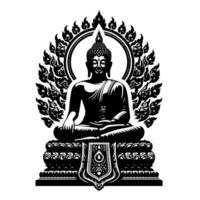 schwarz und Weiß Illustration von ein Buddha Statue Symbol vektor