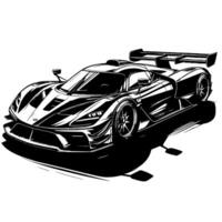 schwarz und Weiß Illustration von ein Hyperauto Sport Auto vektor