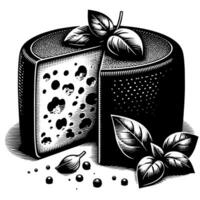 schwarz und Weiß Illustration von ein traditionell schweizerisch Käse vektor