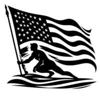 schwarz und Weiß Illustration von das USA Flagge vektor