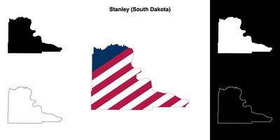 Stanley grevskap, söder dakota översikt Karta uppsättning vektor