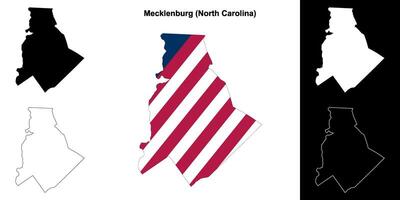 mecklenburg grevskap, norr Carolina översikt Karta uppsättning vektor
