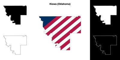 Kiowa grevskap, Oklahoma översikt Karta uppsättning vektor