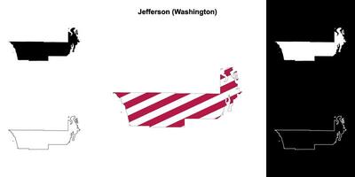Jefferson grevskap, Washington översikt Karta uppsättning vektor