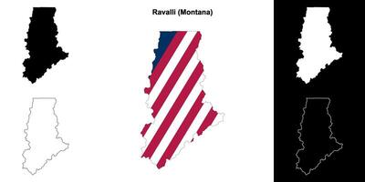 ravalli grevskap, montana översikt Karta uppsättning vektor