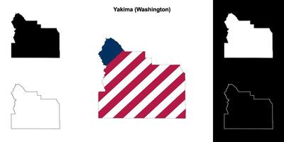 yakima Bezirk, Washington Gliederung Karte einstellen vektor