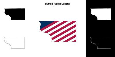 Büffel Bezirk, Süd Dakota Gliederung Karte einstellen vektor