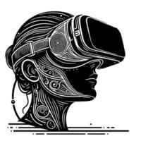 schwarz und Weiß Illustration von vr Brille Headset vektor