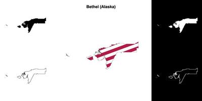 Bethel Bezirk, Alaska Gliederung Karte einstellen vektor