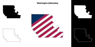 Washington grevskap, Nebraska översikt Karta uppsättning vektor