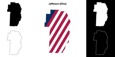 Jefferson grevskap, ohio översikt Karta uppsättning vektor
