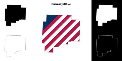 guernsey grevskap, ohio översikt Karta uppsättning vektor