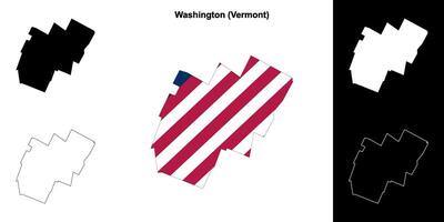 Washington Bezirk, Vermont Gliederung Karte einstellen vektor