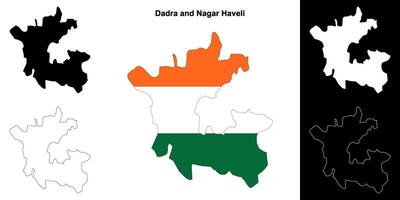 dadra und Nagar Haveli Zustand Gliederung Karte einstellen vektor
