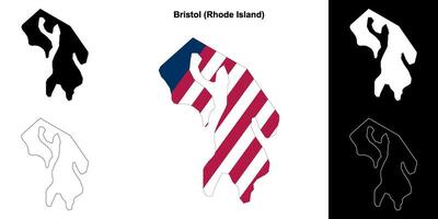 Bristol Bezirk, Rhode Insel Gliederung Karte einstellen vektor