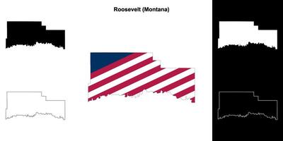 Roosevelt Bezirk, Montana Gliederung Karte einstellen vektor