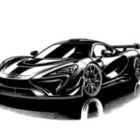 schwarz und Weiß Illustration von ein Hyperauto Sport Auto vektor