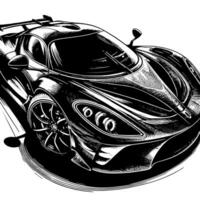 schwarz und Weiß Illustration von ein Hyperauto Sport Auto vektor