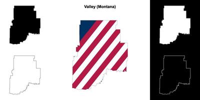 Senke Bezirk, Montana Gliederung Karte einstellen vektor