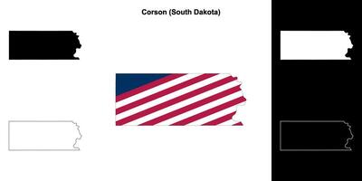 Korson Bezirk, Süd Dakota Gliederung Karte einstellen vektor