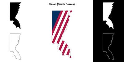 union grevskap, söder dakota översikt Karta uppsättning vektor