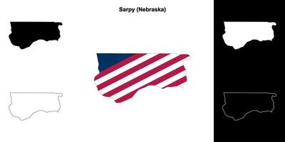 sarpy Bezirk, Nebraska Gliederung Karte einstellen vektor