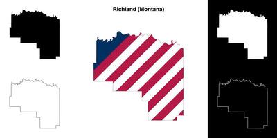 Richland Bezirk, Montana Gliederung Karte einstellen vektor