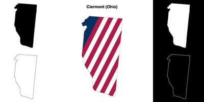 Clemont Bezirk, Ohio Gliederung Karte einstellen vektor