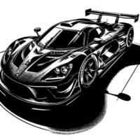 schwarz und Weiß Illustration von ein Hyperauto Sport Auto vektor