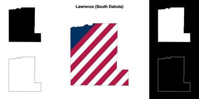 Lawrence Bezirk, Süd Dakota Gliederung Karte einstellen vektor
