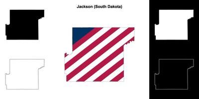 Jackson Bezirk, Süd Dakota Gliederung Karte einstellen vektor