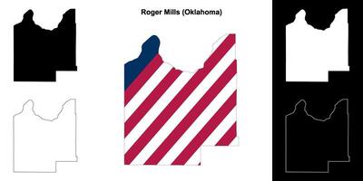 Roger Mühlen Bezirk, Oklahoma Gliederung Karte einstellen vektor