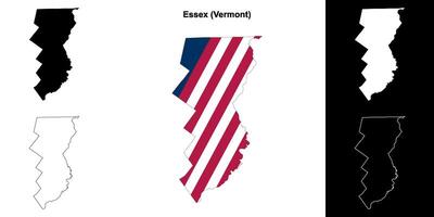 essex Bezirk, Vermont Gliederung Karte einstellen vektor