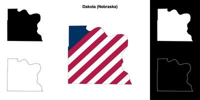 dakota grevskap, Nebraska översikt Karta uppsättning vektor