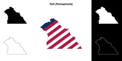 York Bezirk, Pennsylvania Gliederung Karte einstellen vektor