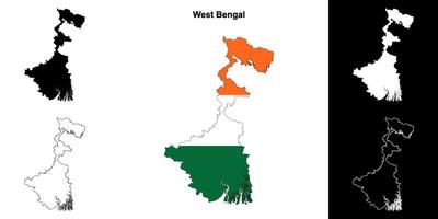 Westen Bengalen Zustand Gliederung Karte einstellen vektor