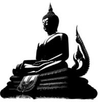 schwarz und Weiß Illustration von ein Buddha Statue Symbol vektor