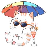 Katze glücklich Sommer- Strand vektor