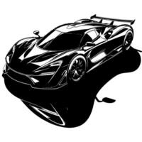 schwarz und Weiß Illustration von ein Hyperauto Sport Auto vektor