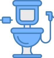 toalett linje fylld blå ikon vektor