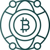 global bitcoin linje lutning ikon vektor