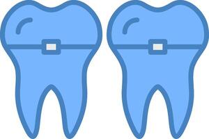 tandställning linje fylld blå ikon vektor