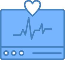 EKG Monitor Linie gefüllt Blau Symbol vektor