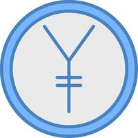 yen linje fylld blå ikon vektor