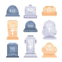 uppsättning av annorlunda typer av tömma gravsten samling. grav gravsten. kyrkogård gravar och gravstenar vektor