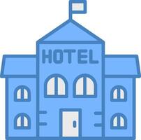 hotell linje fylld blå ikon vektor