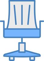 Büro Stuhl Linie gefüllt Blau Symbol vektor