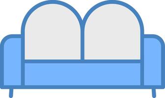 Sofa Bett Linie gefüllt Blau Symbol vektor