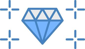 Diamant Linie gefüllt Blau Symbol vektor